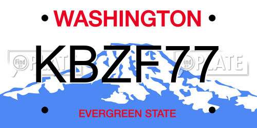 KBZF77 Washington License Plate