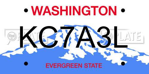 KC7A3L Washington License Plate