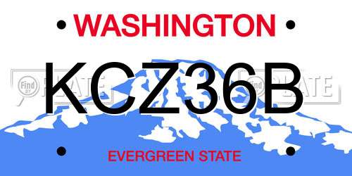 KCZ36B Washington License Plate