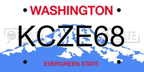 KCZE68 Washington License Plate