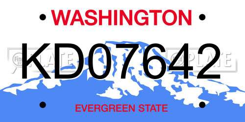 KD07642 Washington License Plate