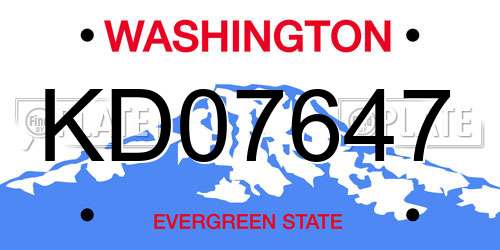 KD07647 Washington License Plate