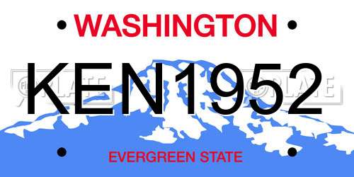 KEN1952 Washington License Plate