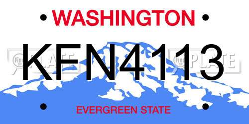 KFN4113 Washington License Plate