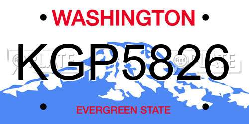 KGP5826 Washington License Plate