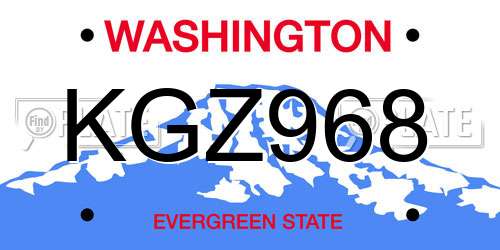 KGZ968 Washington License Plate