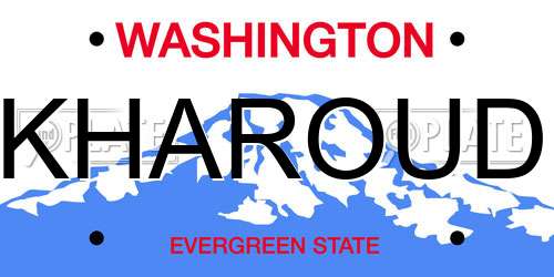 KHAROUD Washington License Plate