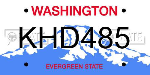 KHD485 Washington License Plate