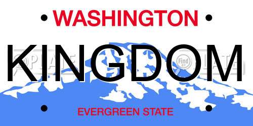 KINGDOM Washington License Plate