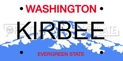 KIRBEE Washington License Plate