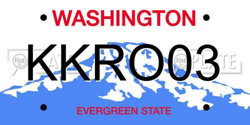 KKRO03 Washington License Plate