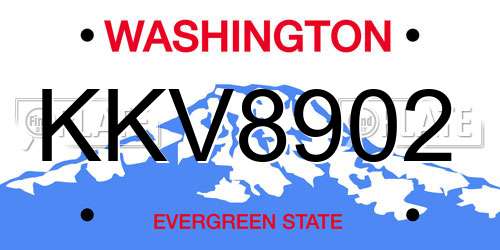 KKV8902 Washington License Plate