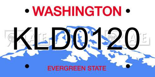 KLD0120 Washington License Plate