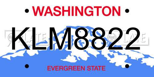 KLM8822 Washington License Plate
