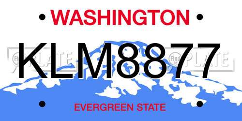KLM8877 Washington License Plate