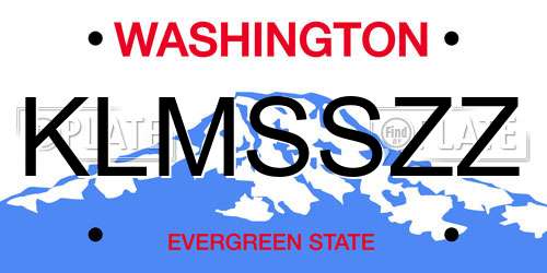 KLMSSZZ Washington License Plate