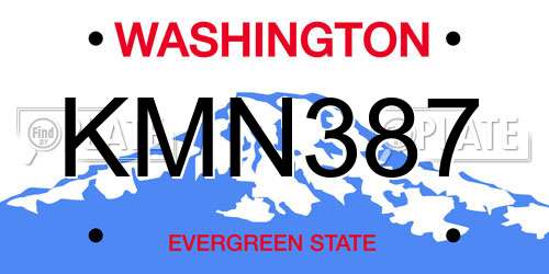 KMN387 Washington License Plate