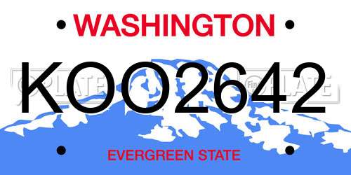 KOO2642 Washington License Plate