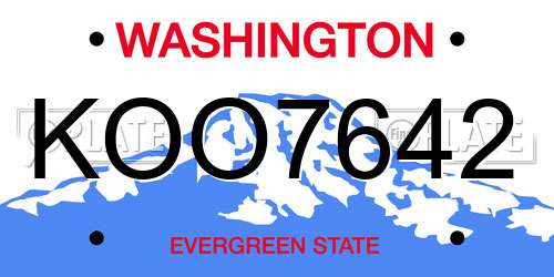 KOO7642 Washington License Plate