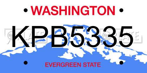 KPB5335 Washington License Plate