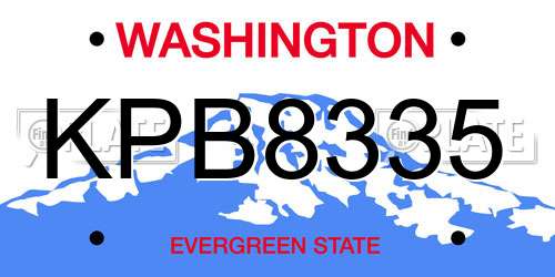 KPB8335 Washington License Plate