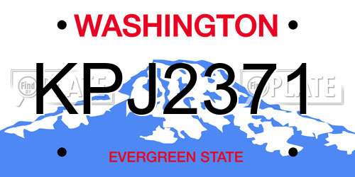 KPJ2371 Washington License Plate