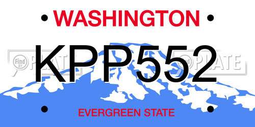 KPP552 Washington License Plate