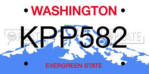 KPP582 Washington License Plate