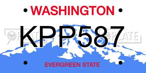 KPP587 Washington License Plate