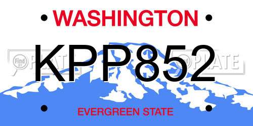 KPP852 Washington License Plate