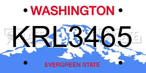 KRL3465 Washington License Plate
