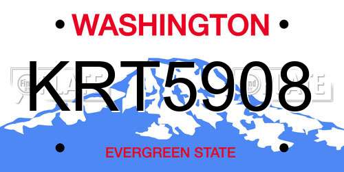 KRT5908 Washington License Plate