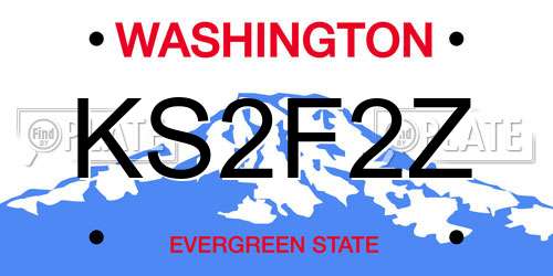 KS2F2Z Washington License Plate