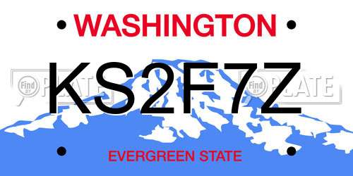 KS2F7Z Washington License Plate