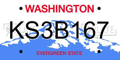 KS3B167 Washington License Plate