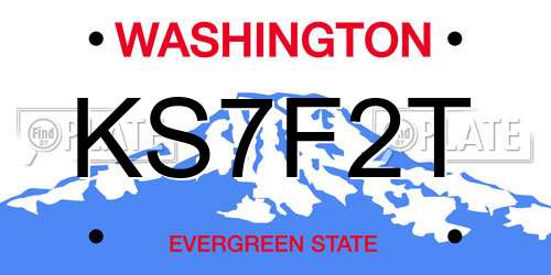 KS7F2T Washington License Plate