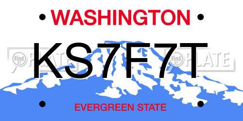 KS7F7T Washington License Plate