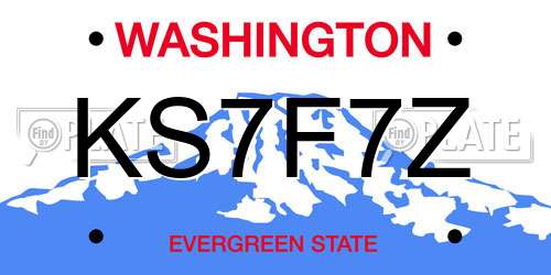 KS7F7Z Washington License Plate