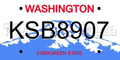 KSB8907 Washington License Plate