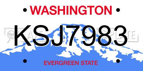 KSJ7983 Washington License Plate