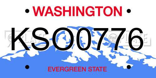 KSO0776 Washington License Plate