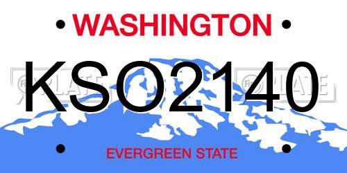KSO2140 Washington License Plate