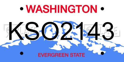 KSO2143 Washington License Plate