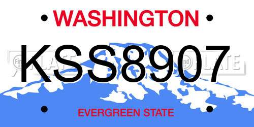 KSS8907 Washington License Plate
