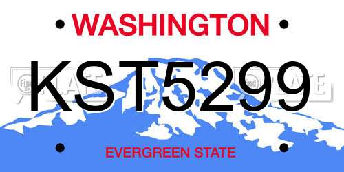 KST5299 Washington License Plate