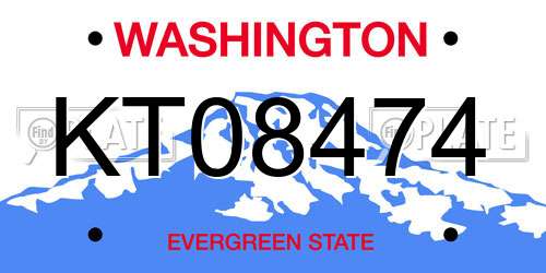KT08474 Washington License Plate