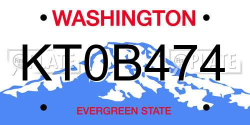KT0B474 Washington License Plate