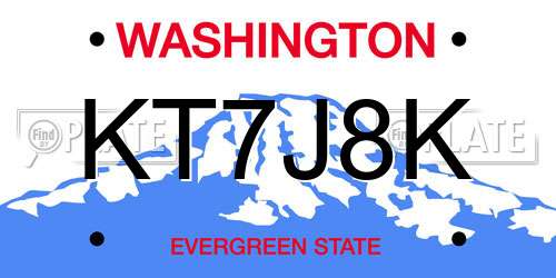 KT7J8K Washington License Plate