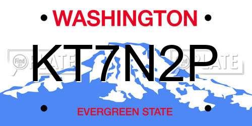 KT7N2P Washington License Plate