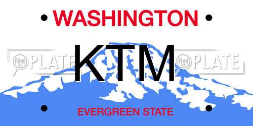 KTM Washington License Plate